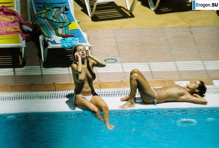 Girls sunbathe topless near the pool. Part 3. Photo 31