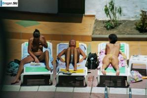 Girls sunbathe topless near the pool. Part 3. Thumb 14