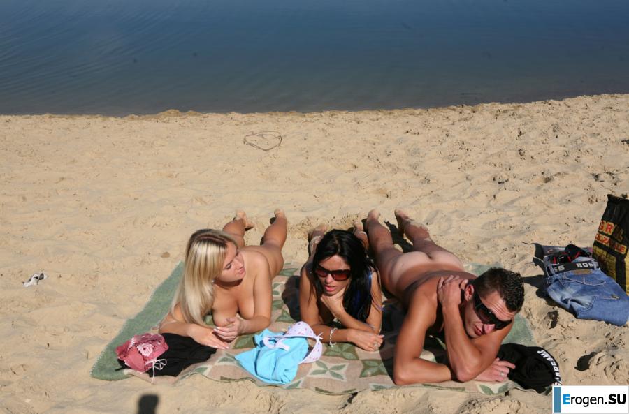 Three nudists on the riverbank. Part 5. Slide 47