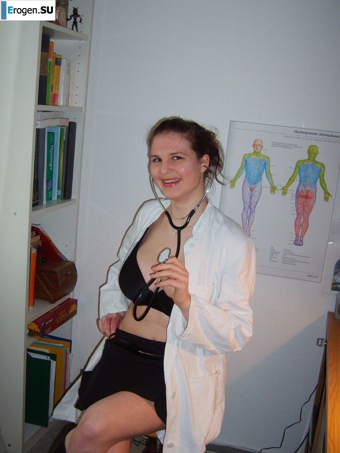 Role games of a bright brunette in a short skirt and her boyfriend. Slide 22