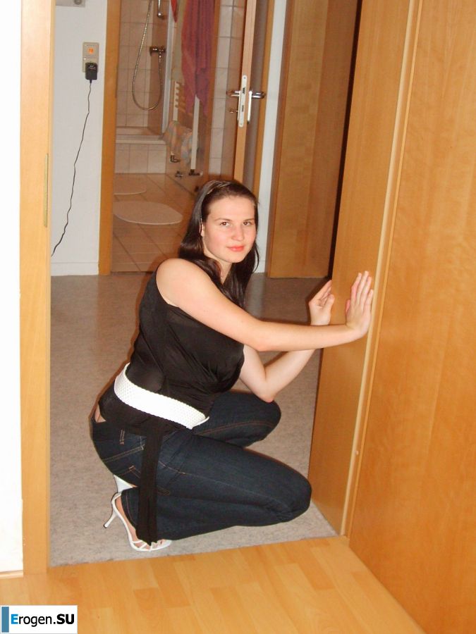 Role games of a bright brunette in a short skirt and her boyfriend. Slide 4