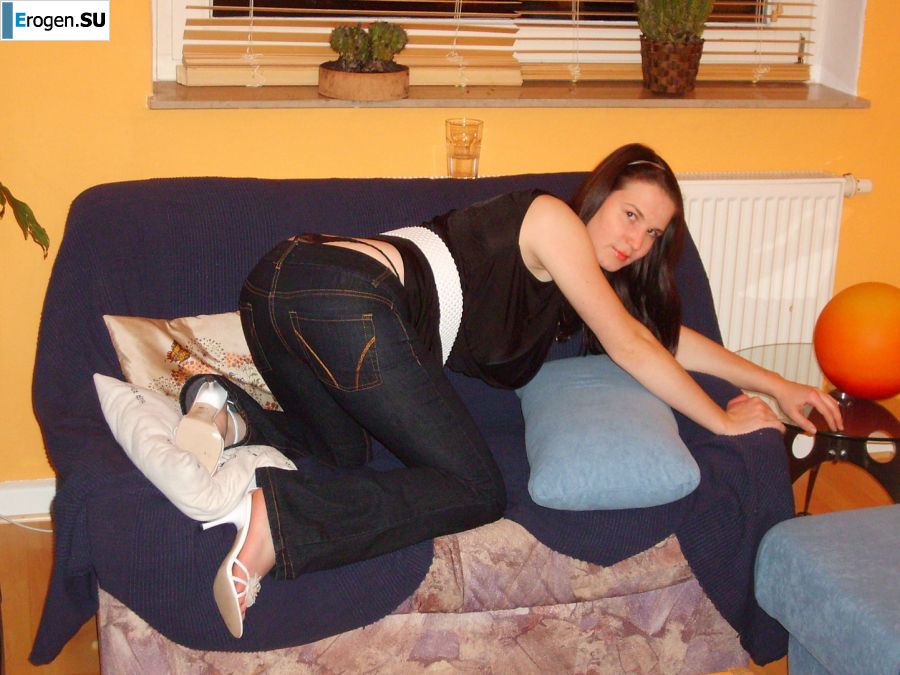 Role games of a bright brunette in a short skirt and her boyfriend. Slide 5