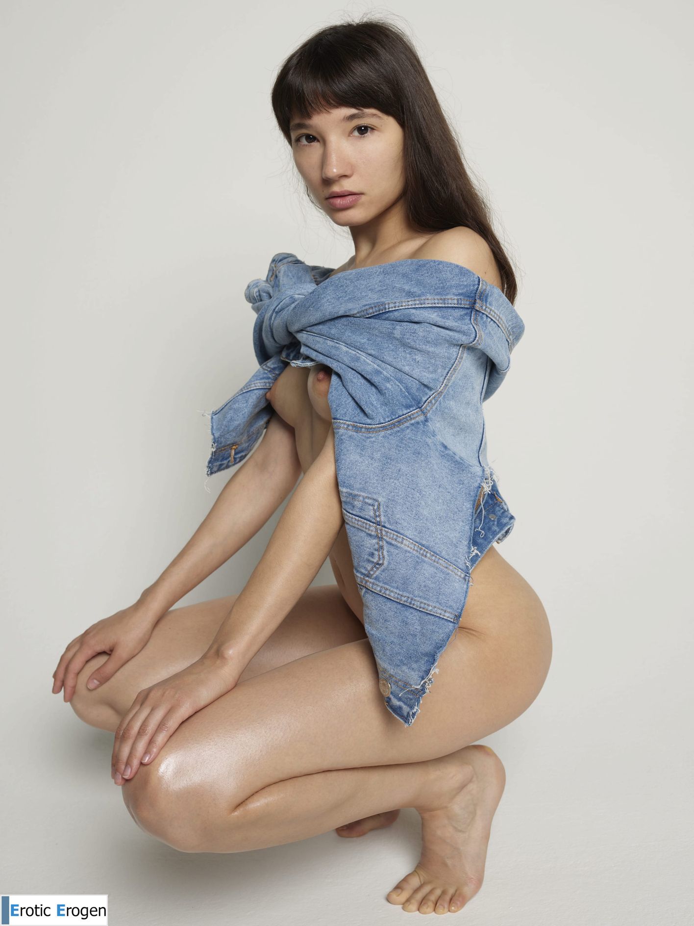Katya V in Denim And Nude. Slide 24