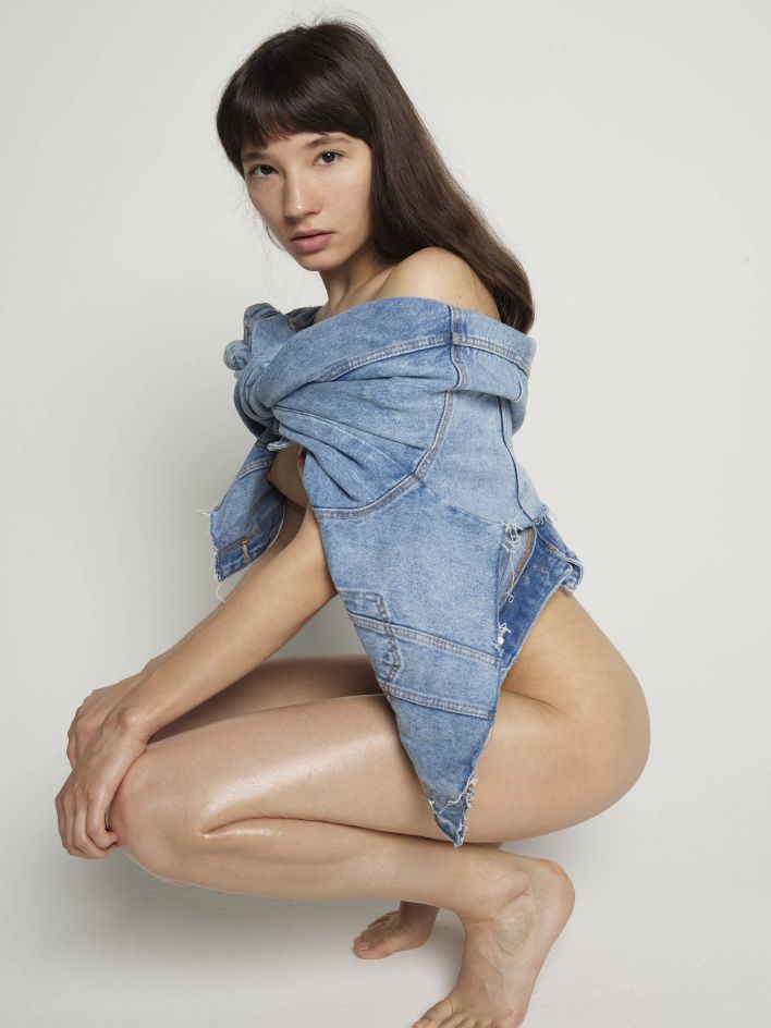 Katya V in Denim And Nude. Thumb 22